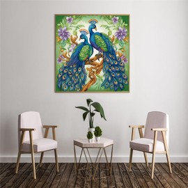 cukol cukol Peacock 11ct Cross Stitch, 11 Count Counted Stamped Pre Printed Cross Stitch Embroidery Kits for Adults Beginners Starter Advanced Easy Crossstitch Patterns Set Wall Decor 46x46 cm