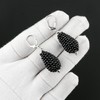 CRYSTALIS Black Spinel Crochet Beaded Drops Earring Set, Dainty Pair