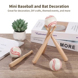 24 PCS Mini Baseballs and Bats, 7.9 in Small Wooden Baseball Bats, 2 in PU Foam Baseball Balls, Paintable Wood Bat, DIY Craft Sports Set, for Decoration, Team Parties, Art Activities