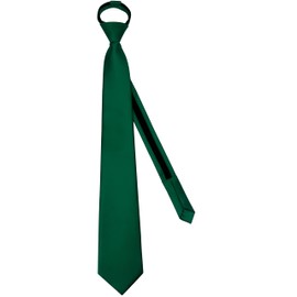 Branduce Hunter Green Tie Solid Satin Ties for Men Pre-tied Adjustable Zipper Necktie for Wedding Business (TA17-22)