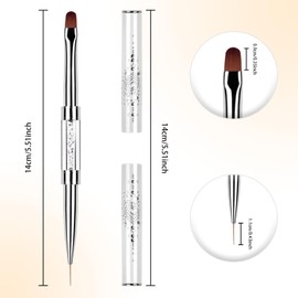 1Pcs Dual Ended Hard Gel Nail Brushes for Builder Gel&Polygel,Salon-Grade Nail Art Design Tools, Nail Brush Professional Nail Art(Rhinestone Handle)