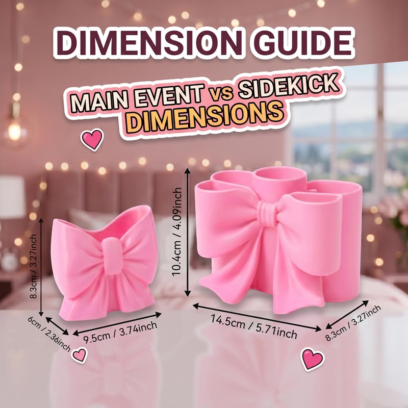2 Pcs Pink Bow Toothbrush Holder for Bathrooms