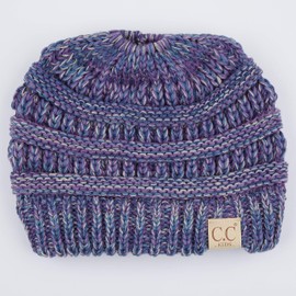 C.C - Gorro de Punto Grueso para niños de 2 a 7 años (MB-847) (MB-816), Navy Mix Multi, Talla única