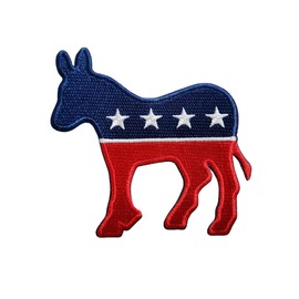 Patch Party Club, Red Political Party, Democratic Donkey 1-pc, Embroidered Iron-on Patch, Size 3.5", Patch for Jackets, Hats, Bags