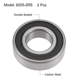 sourcing map 6205-2RS Deep Groove Ball Bearings Z2 25mm x 52mm x 15mm Double Sealed Carbon Steel 2pcs