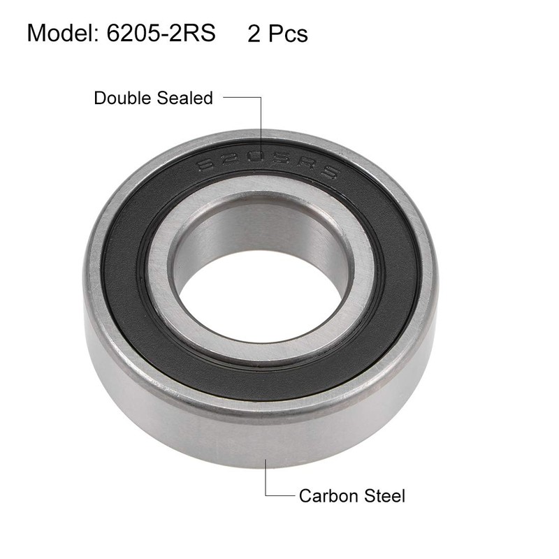 sourcing map 6205-2RS Deep Groove Ball Bearings Z2 25mm x