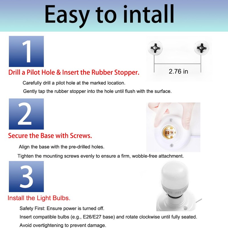 15ft Light Bulb Base with Cord E26/E27 Light Socket with