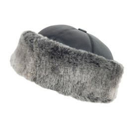 Zessano Leather Winter Fur Hat - Unisex Shearling 100% Leather Sheepskin Hats for Men Women (XL, Black)