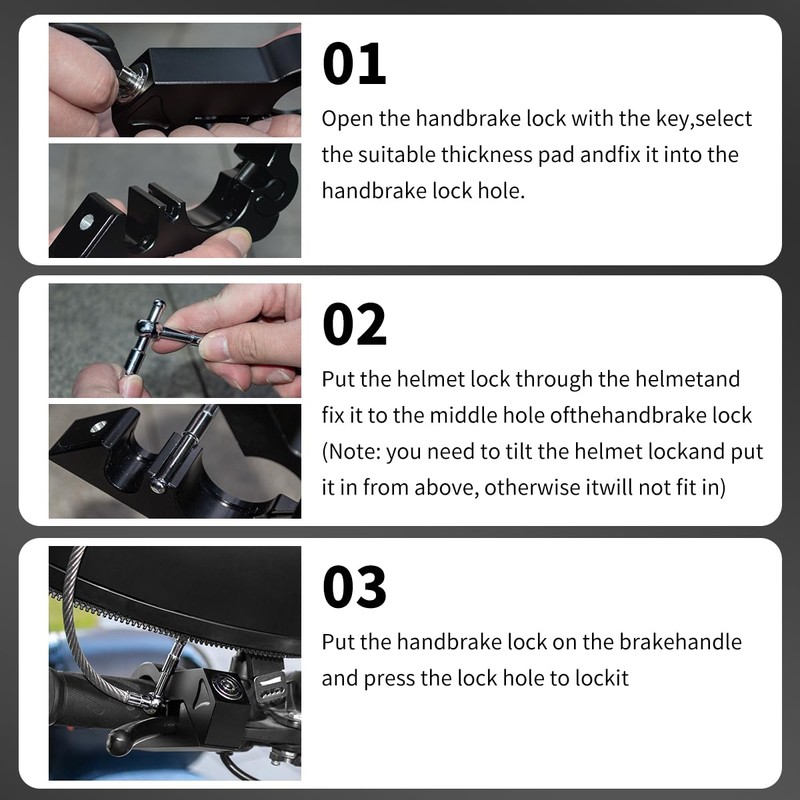 kzinrft Motorcycle Helmet & Handlebar Lock Combo - Anti Theft