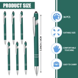 Lragvtbk 36 Pcs Blue Ink Ballpoint Pen with Stylus 2 in 1 Ballpoint Pen for Touch Screens School Office Coworkers (Green)