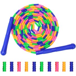 Cuerda de saltar Coolrunner de 16 pies de largo (1 paquete), doble cuerda de salto holandés, suave cuerda de saltar con cuentas para niños adultos, cuerda de saltar segmentada de plástico, lo suficientemente larga para 4-5 puentes