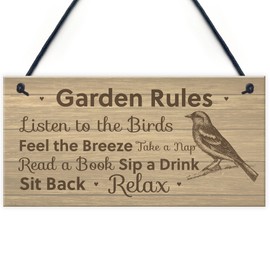 RED OCEAN Garden Rules Sign Shabby Chic Garden Summerhouse Shed Sign Friendship Gift