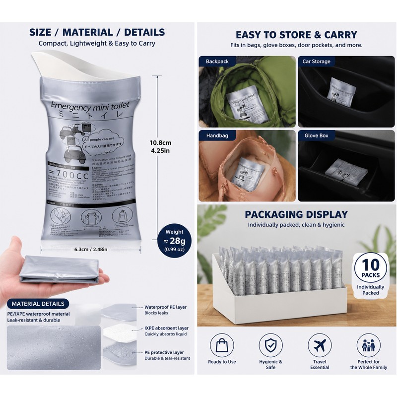 Portable Emergency Urine Bag for Travel & Outdoor Use –