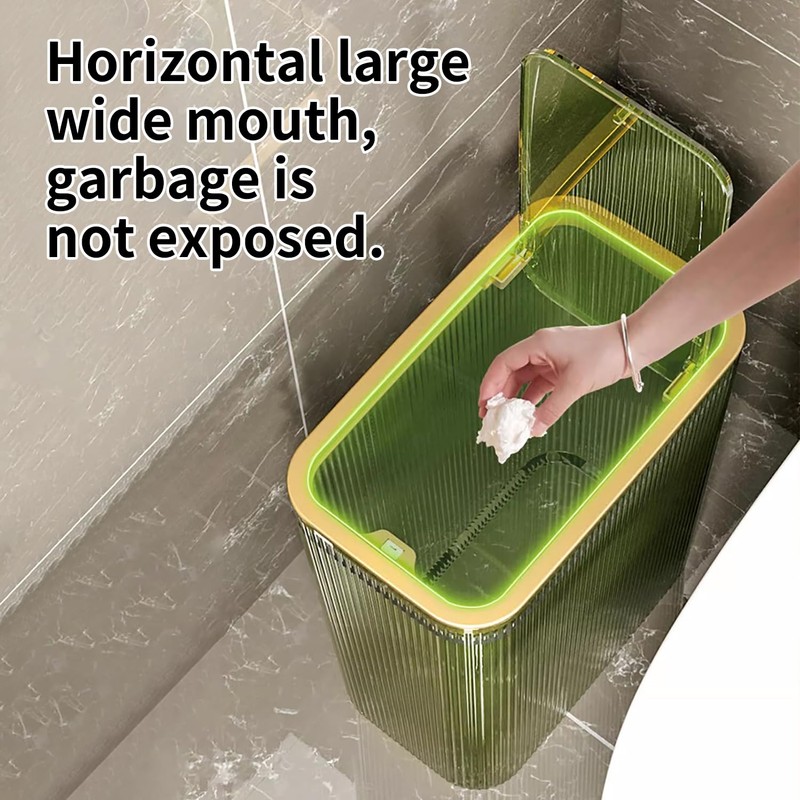 Transparent Trash Can, Bathroom Trash Cans with Lids, 2.6 Gallon