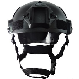 OneTigris Airsoft Helmet,Paintball Helmet MICH 2001 Action Version Tactical Helmet with NVG Mount and Side Rails（Black)