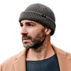Grey Oversized XL/XXL Winter Short Fisherman Beanie Merino Wool Blend