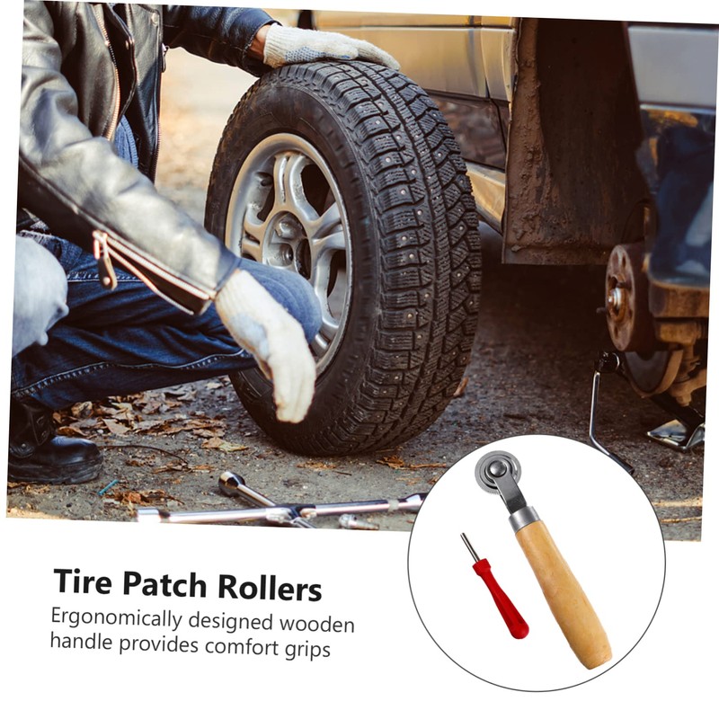 Mobestech 2pcs Tire Patch Roller Tool Set with Handle Automotive