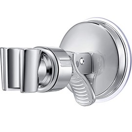 Zhehao Adjustable Shower Head Holder, Removable Suction Cup Shower Head Holder, No Drill Wall Mounted Suction Bracket with Chrome Polished for Marble Glass Metal Ceramic(1,Silver Wrench)
