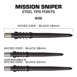 Mission Darts Sniper Points Micro Grip | Steel Tip Replacement Points | 28mm Black