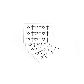 5 PCS Mini Waterproof Temporary Religious Christian Cross Heart Tattoos Black Finger Fake Tattoo Arm Waist Hand Sticker Girl Boy Female Male