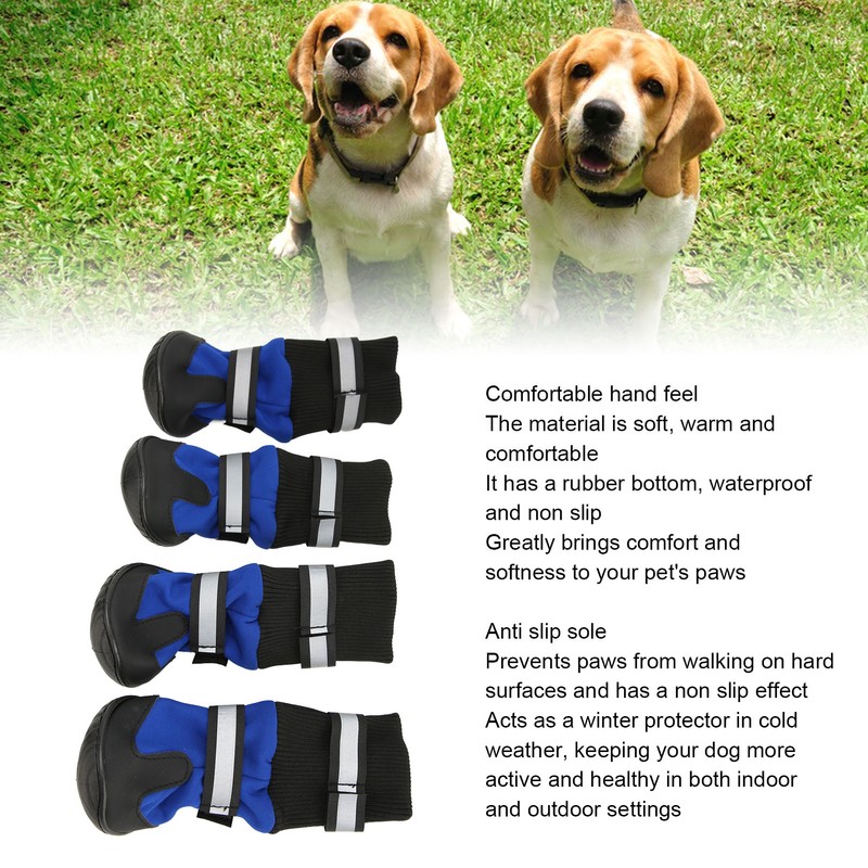 4Pcs Dog Boots Waterproof Pet Booties Reflective Breathable Wearproof High