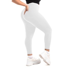Walifrey High Waist Plus Size Leggings for Women, Buttery Soft Plus Size Leggings White 3XL