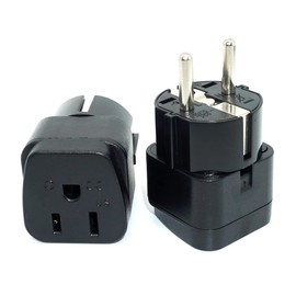 US/Canada/Japan to EU/Germany/France (Type E/F) Plug Adaptor, 3-Pin Type B Grounded USA Plug Convert to EU/Germany/France/Italy/Spain Socket (1 Piece)