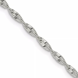 GlittersandGold Sterling Silver 2mm Twisted Herringbone Chain Necklace