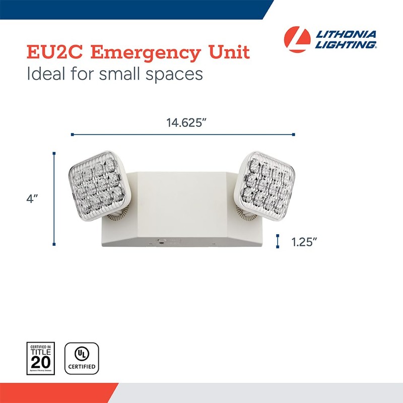 Lithonia Lighting Basics LED Emergency Light, Dual Adjustable Heads, Wall