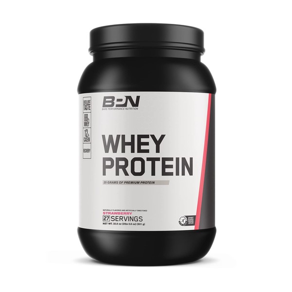 BARE PERFORMANCE NUTRITION, BPN Whey Protein Powder, Strawberry, 27 Servings