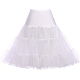 RULTA 50s Women's Retro Petticoat Underskirt Vintage A-line Crinoline Half Briefs Rockabilly Tutu Skirt, White, M