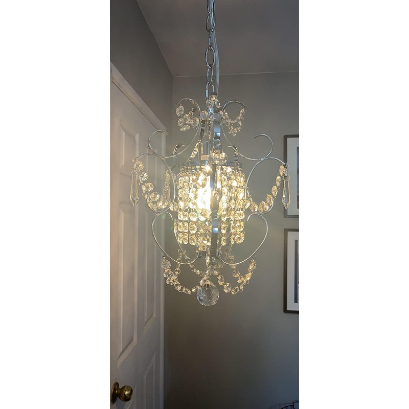 riomasee Mini Chandelier Modern Chrome Crystal Ceiling Light Fixture 1-Light