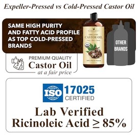 Handcraft Blends 100% Pure Castor Oil - Huge 16 OZ - All Natural "Moisturizes & Protects Dry Skin" Used for Hair Growth, Eyelashes, Joint and Muscle Pain