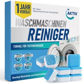 Aktiv Aktiv 24x Waschmaschinenreiniger Tabs extra stark gegen Geruch & Kalk - Waschmaschinen Reiniger mit Formel für Tiefenreinigung - Waschmaschine Hygiene Reinigung 1 Jahres Vorrat