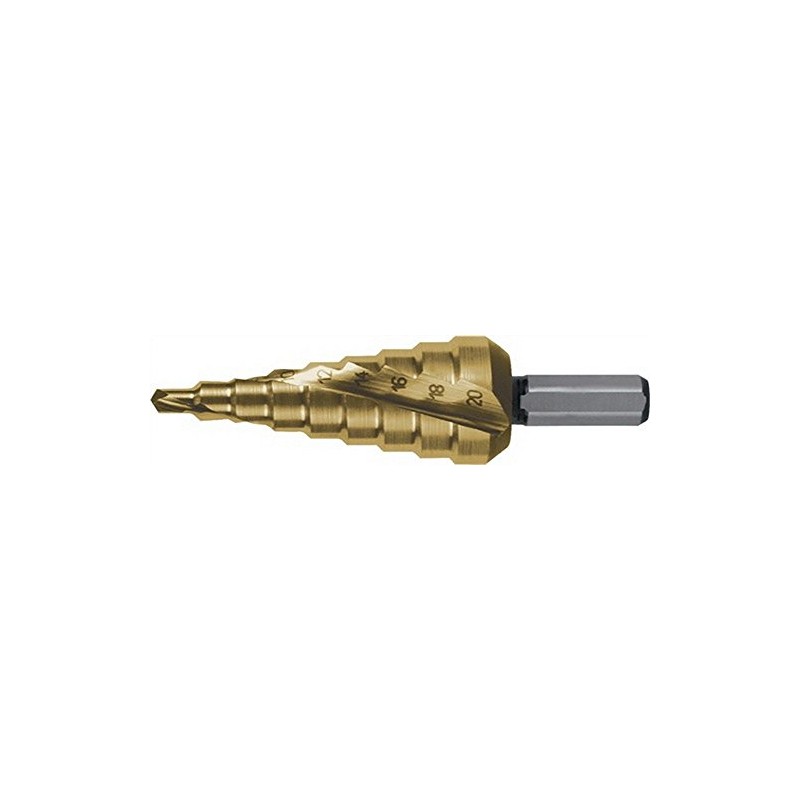 Ruko 1010051T Stepped Drill High-Speed Steel and TitaniumNitride Size 1