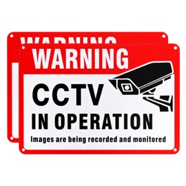 M METERXITY 2-Pack CCTV in Operation Sign, 25 x 17cm CCTV Audio Recording Sign Aluminum Warning Sign Reflective UV-Protection Security Camera Sign for Indoor and Outdoor CCTV