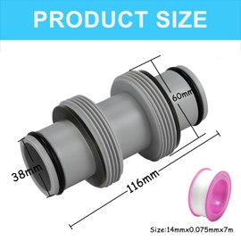 hicoosee Pack of 2 Pool Hose Connectors 38 mm with Washers Pool Hose Adapter Extension Compatible for Intex Bestway Coleman Pool Connection Set