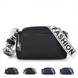 Bolso Bandolera De Moda Para Mujer.Bolsa De Moda Multibolsillo Ajustable De Gran Capacidad,Adecuada Para El Uso Diario (1 - Negro Y Plata)