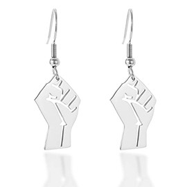 Gold Silver Rose Gold Black Lives Matter Fist Symbol Stud Earrings 3Tone (steel 1)