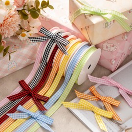 MORSUNBELA Gift Ribbon Orange White Silk Bouquet for Wedding Decorations, Gift Wrapping Bow 3/8 Inch x 10 Yd