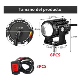 3 Par Faros Luces Led Para Motos Auto Doble Color Auxiliares