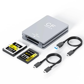 CFexpress Type A and SD 2 in 1 Memory Card Reader, 10Gbps USB 3.2 Gen 2 Type A CFexpress Adapter High Speed Dual-Slot SD CFexpress Reader with USB C + USB A Cable for Windows/Mac/Linux/Android