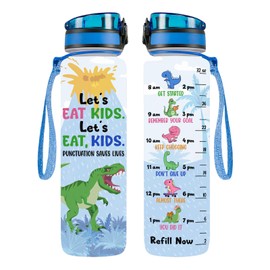 34HD 32oz Dinosaur Water Bottle with Time Marker, BPA Free Water Bottle with Fruit Strainer, Funny Mamasaurus Gifts, T Rex Mom Bottle, Cute Dino Hydration Bottle