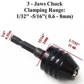 aiyun Drill Bit Adapter with 1/4 Hex Shank - 3Pcs Small Drill Chuck Extension for Impact Driver (0.6-8mm,0.3-3.6mmX2)