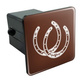 Graphics and More Horseshoe Lucky Double Cowboy Brown Tow Trailer Hitch Cover Plug Insert