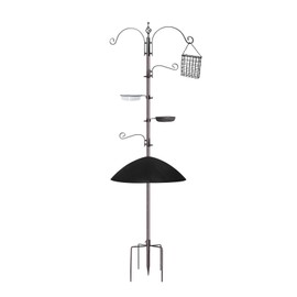 GzenlosBird Feeding Station Kit with Squirrel Baffle,Bird Feeding Pole Wild Adjustable Heavy Duty with 5 Prongs Base for Outdoor Garden Hanging Plants Baskets Bird Feeder Kit for Attracting Wild Birds