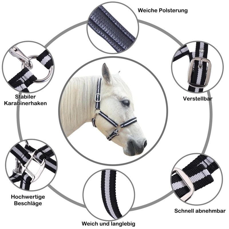 Gallopoff Headcollar for Horses, Thickened Adjustable Headcollar, Horse Halter, Durable