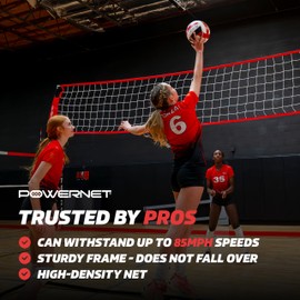PowerNet 20 FT Freestanding Volleyball Warm Up Net, Portable Design for Indoor Or Outdoor Use, Foldable One Piece Quick Setup Frame, Great for Hitting Serving Drills Small Scrimmage Or 1 On 1 Game