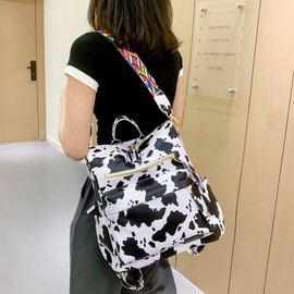 KOOIJNKO Women's Vintage Cow Pattern Backpack Purse, 33x15x36cm, 0.76kg