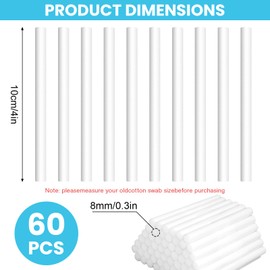 60PCS Humidifier Stick Filter Refill 4 Inch – Universal Cotton Replacement Wicks, Rapid Absorption Fits Mini Portable USB Cool Mist Diffusers, Car Travel Humidifiers, Home Bedroom Office Use